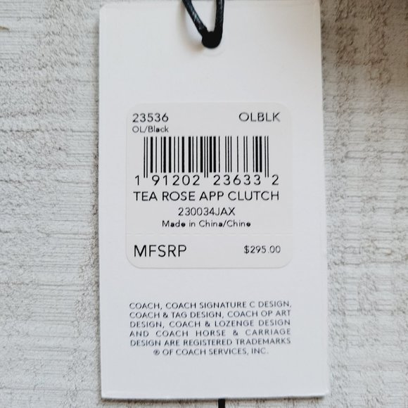 NWT Coach Tea Rose Floral Applique Black Clutch - Picture 9 of 11